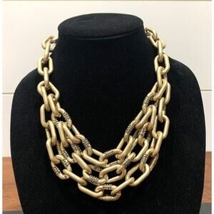 Kenneth Cole Gold Chunky Chain Necklace w/ Sparkling Clear Crystals